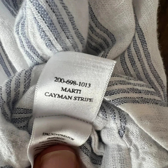 Rails Marti Cayman White/Blue Stripe Long Sleeve Button Front Top Size Medium - Picture 9 of 9